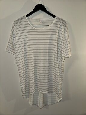 LuLaRoe Irma Tunic White with Light Gray Stripes